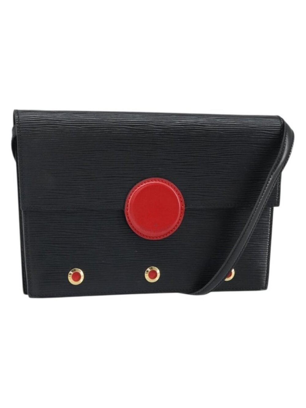 Authentic LOUIS VUITTON Epi Hublot Shoulder Bag Black Red M52557 LV